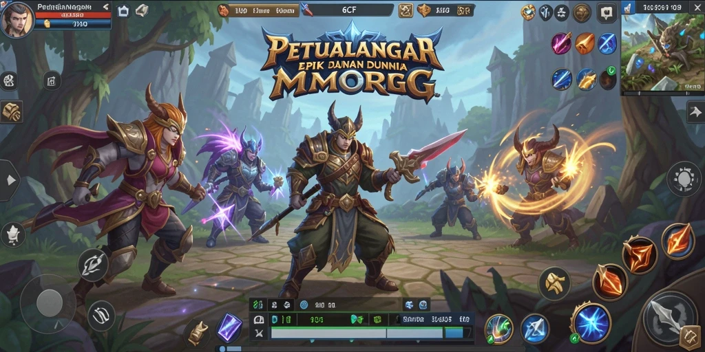 Screenshot gameplay menarik dari 6CF yang menunjukkan pertarungan epik di dunia MMORPG.