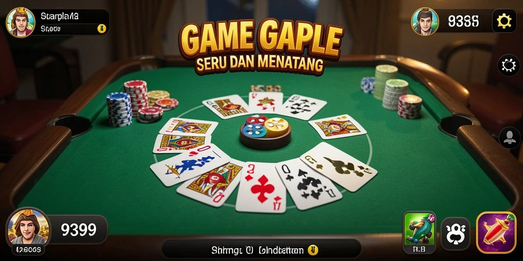 Tampilan screenshot game Gaple yang seru dan mendebarkan.