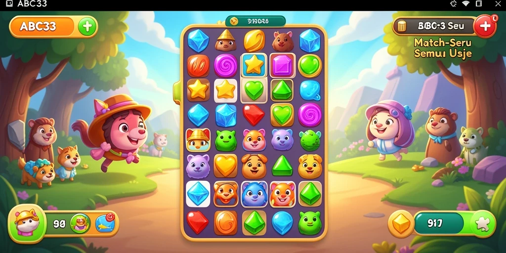 Tampilan menyenangkan dari gameplay seru ABC33 Match-3.