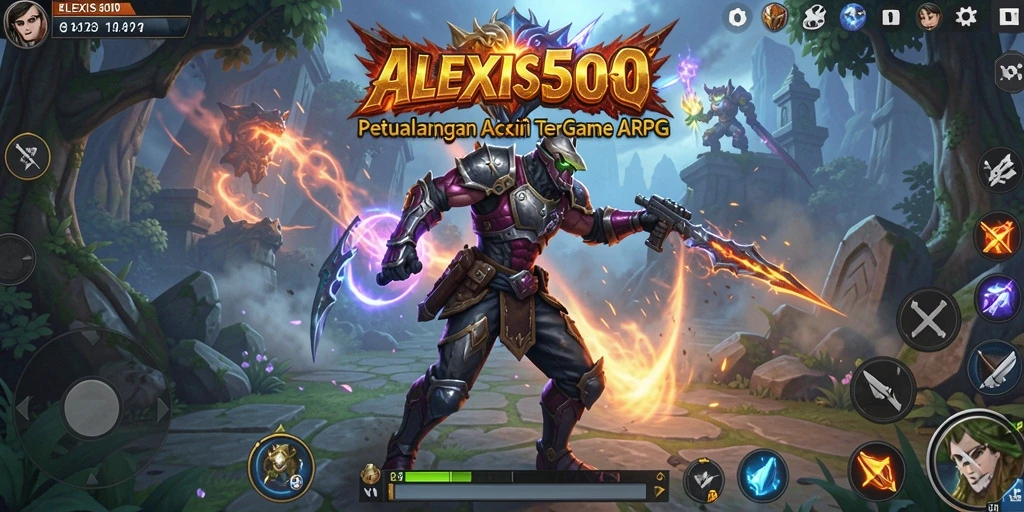 Tampilan gameplay mendebarkan dalam ALEXIS500 dengan karakter bertempur melawan monster.