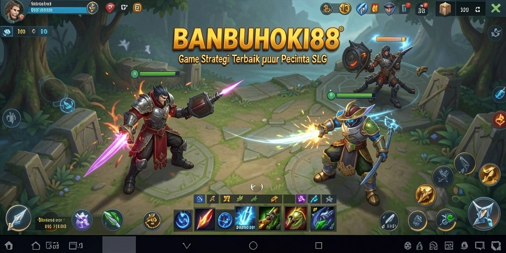 Tampilan gameplay menegangkan di BANBUHOKI88 yang menunjukkan strategi pertempuran.