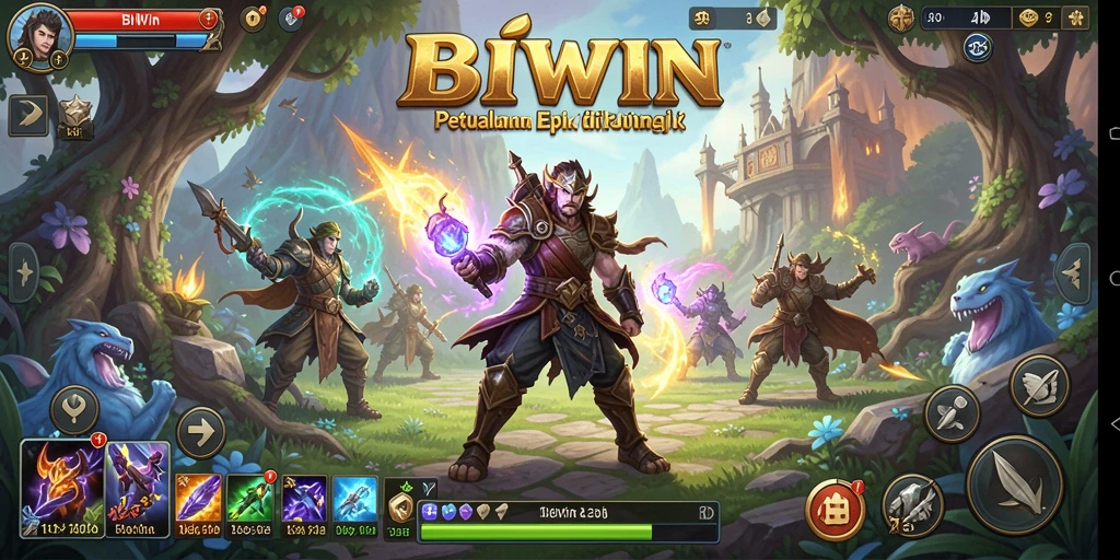 Tampilan gameplay epik dalam dunia RPG penuh petualangan.