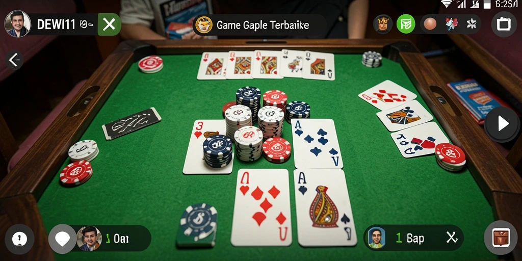 Gameplay seru DEWI11 yang menampilkan pertandingan Gaple online.