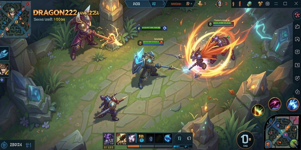 Tampilan gameplay seru di DRAGON222 dengan aksi MOBA yang intens.