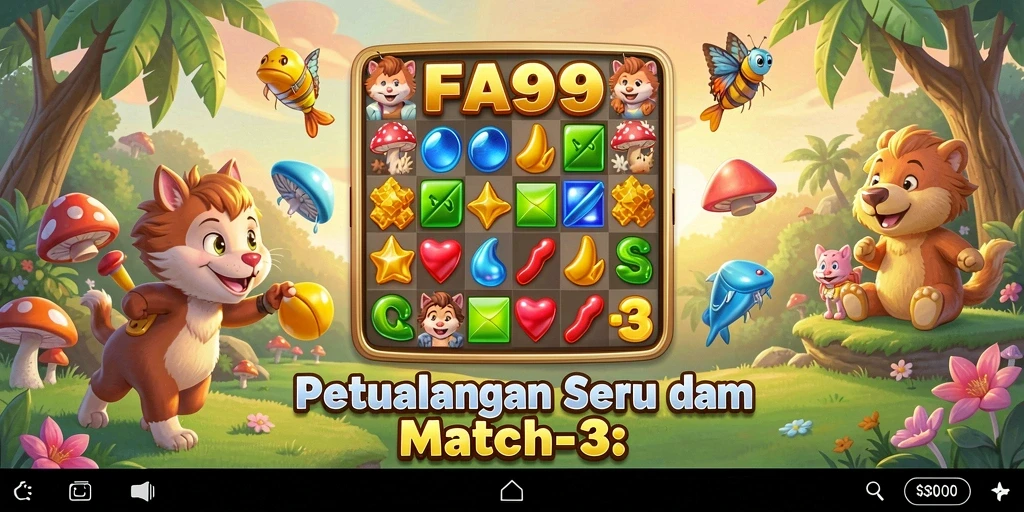 Tampilan gameplay menarik dari FA99 yang menonjolkan elemen Match-3.
