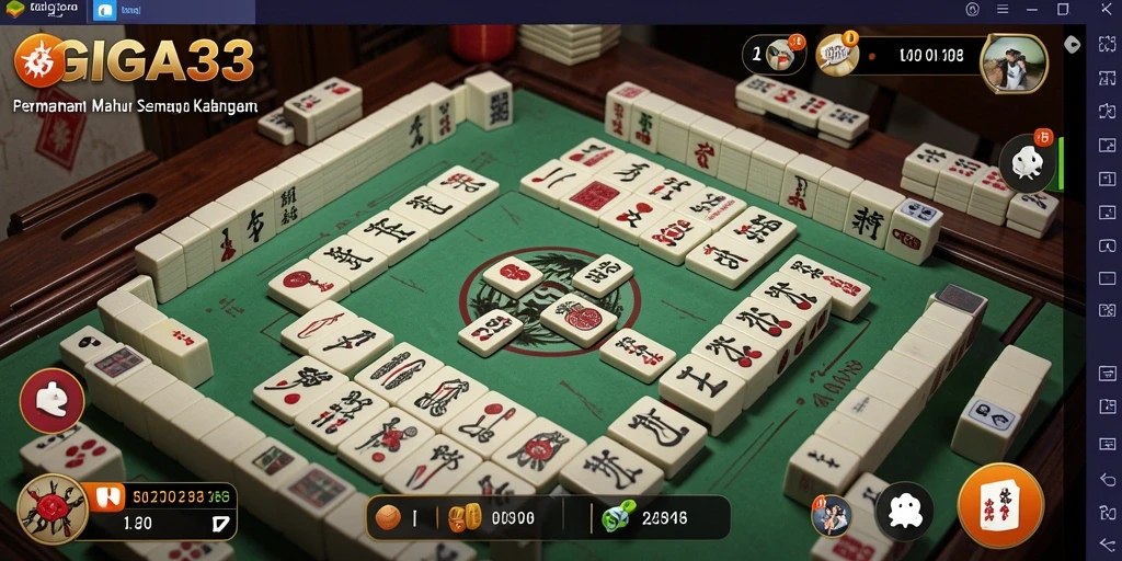 Screenshot GIGA33 menampilkan tampilan menarik dari gameplay Mahjong.
