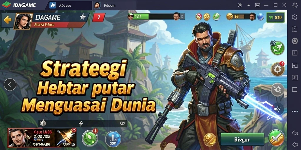 Screenshot permainan menunjukkan pertempuran strategis di IDAGAME.