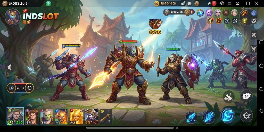 Screenshot gameplay INDSLOT menampilkan karakter dalam aksi pertarungan menarik.