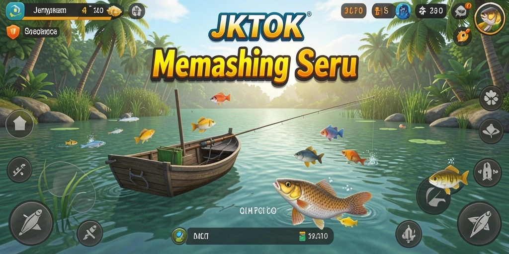 Tampilan gameplay JKTOK yang menegangkan saat menangkap ikan.