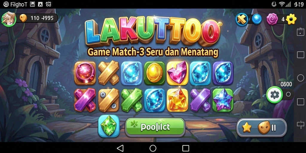 Tampilkan gameplay menarik dari game Match-3 LAKUTOTO.