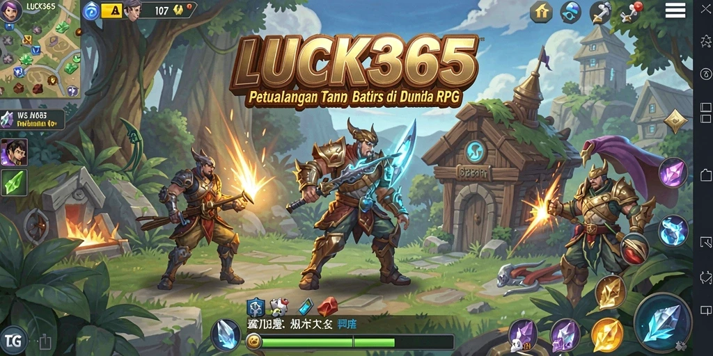 Screenshot gameplay LUCK365 menampilkan aksi pertarungan seru di dunia RPG.
