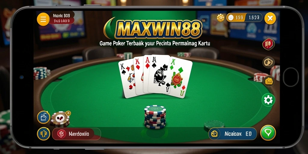 Tampilan gameplay poker yang menegangkan di MAXWIN88.