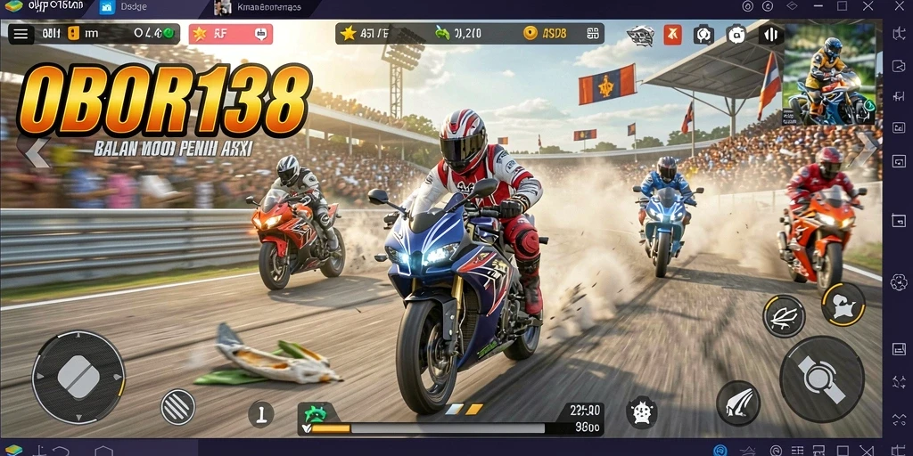 Tampilan gameplay balapan motor yang mendebarkan.