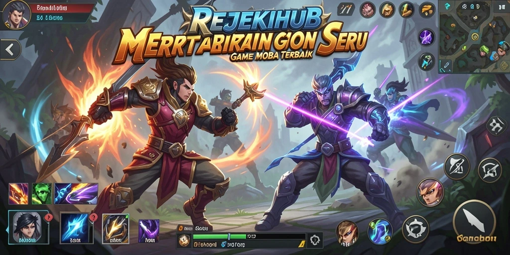 Tampilan gameplay seru di REJEKIHUB saat bertarung di arena.