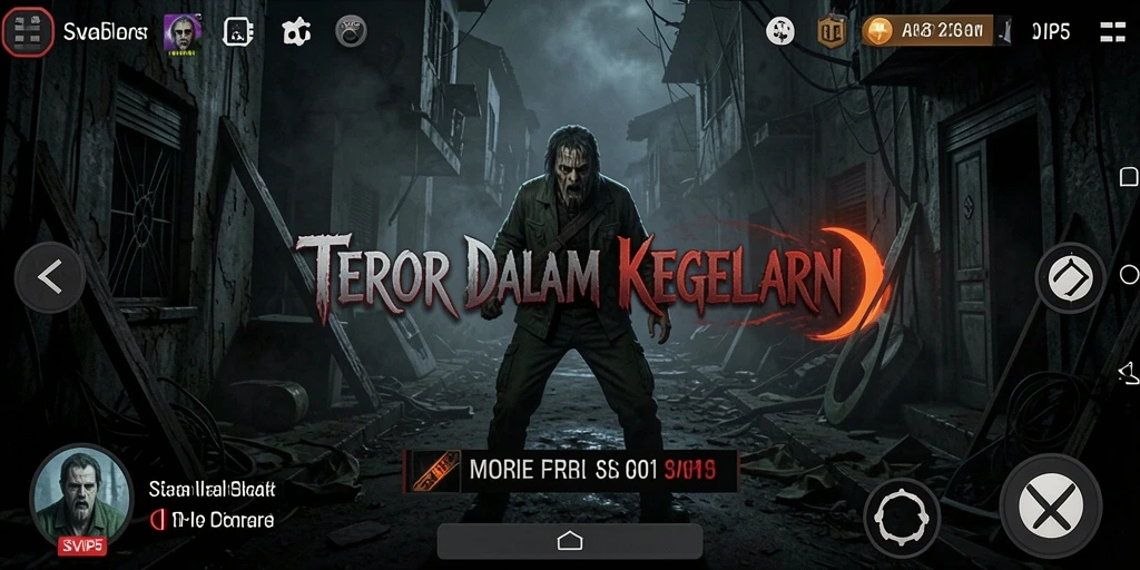 Screenshot utama SVIP5 menampilkan suasana menyeramkan dengan makhluk horor.