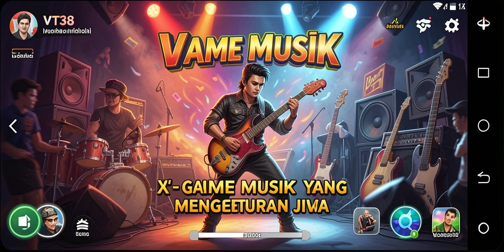 Tampilan gameplay VT38 yang seru dan menawan, memukau pemain dengan musik.