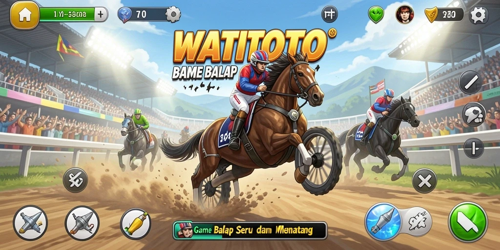 Tampilan gameplay WATITOTO dengan balapan yang intens.
